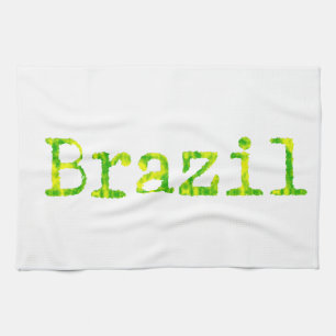 Brazil Green and Yellow Font Tea Towel