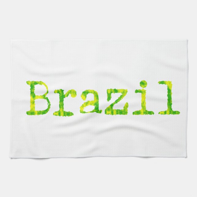 Brazil Green and Yellow Font Tea Towel (Horizontal)