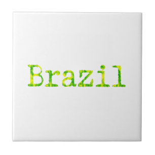 Brazil Green and Yellow Font Tile
