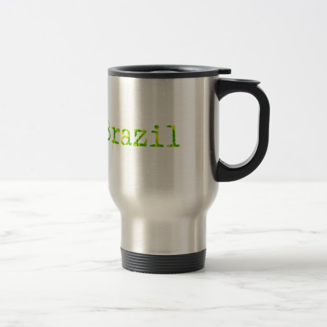 Brazil Green and Yellow Font Travel Mug (Right)