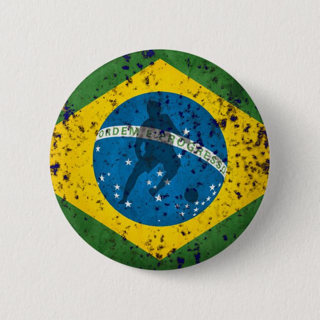 Brazil Grunge flag for Brazilians worldwide 6 Cm Round Badge (Front)