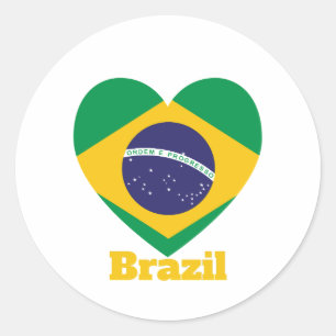 Brazil Heart Flag   Classic Round Sticker