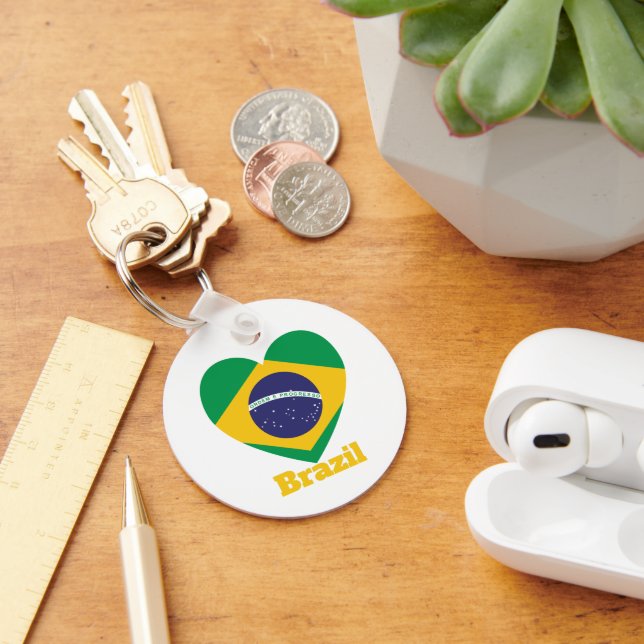 Brazil Heart Flag    Key Ring (Desk)