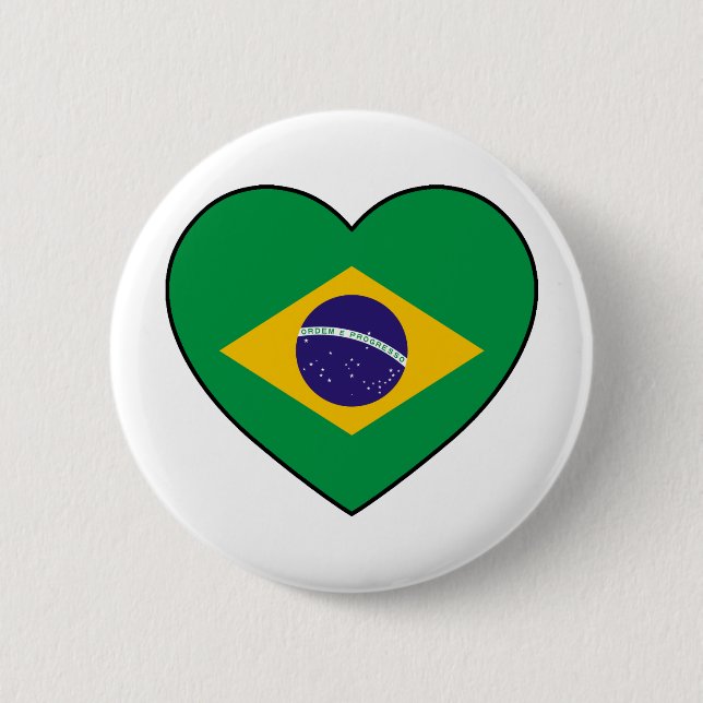 Brazil Heart Soccer 6 Cm Round Badge (Front)