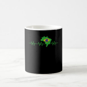 Brazil Heartbeat Flag Pulse Brazilian Coffee Mug