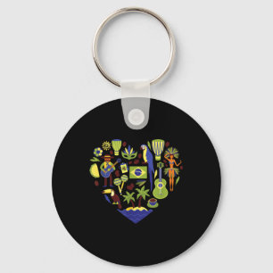 Brazil Heartbeat Soccer Beach Flag Cultural Displa Key Ring