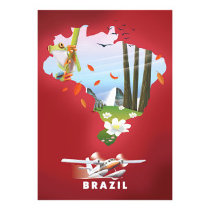 Brazil Illustrated travel poster. Photo Print