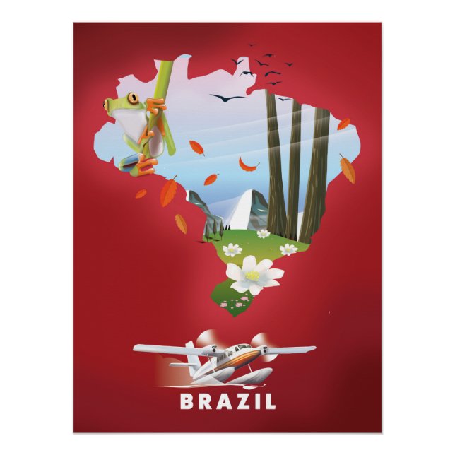 Brazil Illustrated travel poster. Poster (Front)
