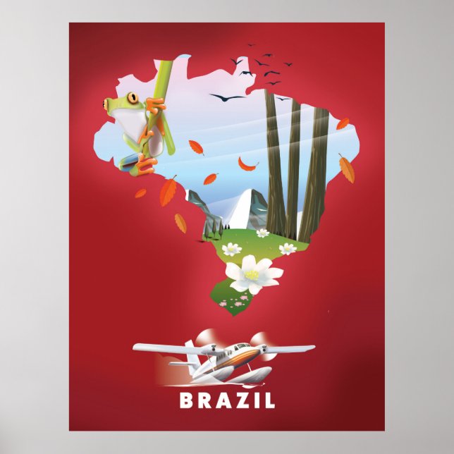 Brazil Illustrated travel poster. Poster (Front)