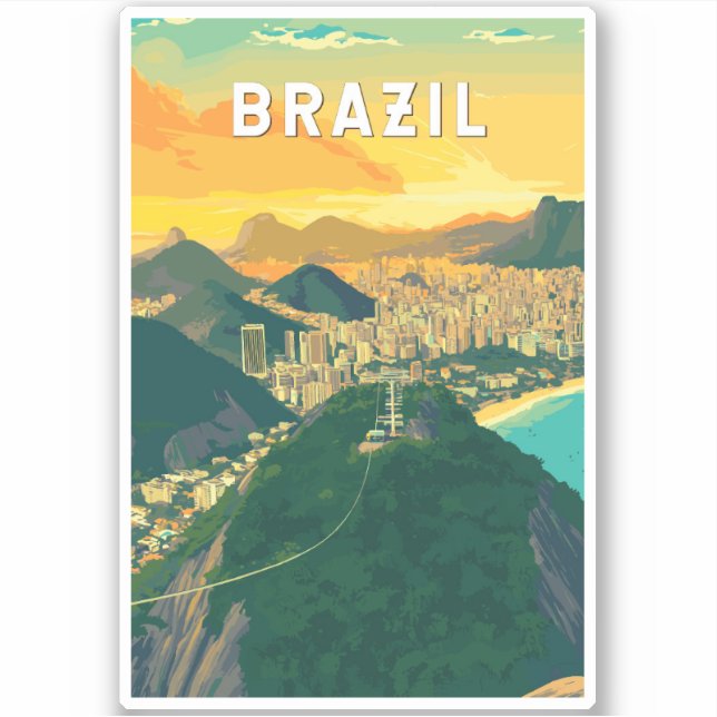 Brazil Illustration Travel Art Vintage (Front)