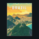 Brazil Illustration Travel Art Vintage Postcard<br><div class="desc">Brazil vector artwork design. Brazil,  the largest country in South America,  is known for its stunning natural wonders,  lively culture,  and world-famous festivals.</div>