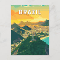 Brazil Illustration Travel Art Vintage
