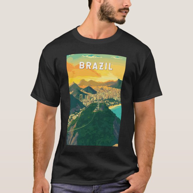 Brazil Illustration Travel Art Vintage T-Shirt (Front)