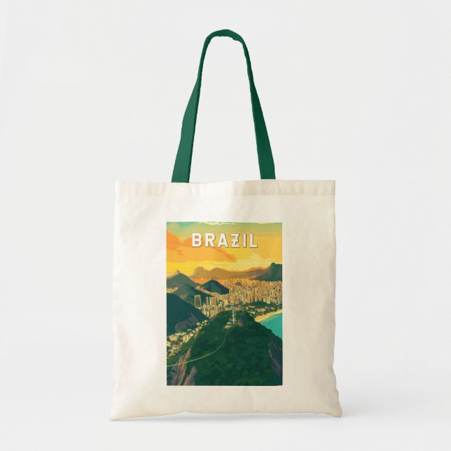 Brazil Illustration Travel Art Vintage Tote Bag (Front)