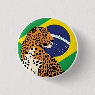Brazil Jaguar Brazilian National Animal Flag 3 Cm Round Badge