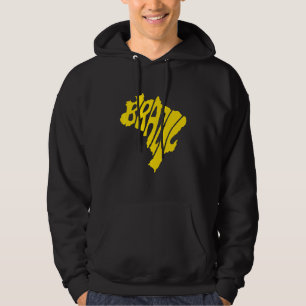 Brazil Lettering In Map With Brazilian Flag Suppo Hoodie