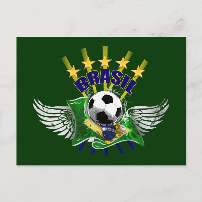 Brazil logo emblem 5 star for dark gifts postcard (Front)
