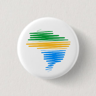 Brazil map border with brazilian flag colours 3 cm round badge