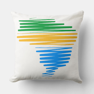 Brazil map border with brazilian flag colours cushion
