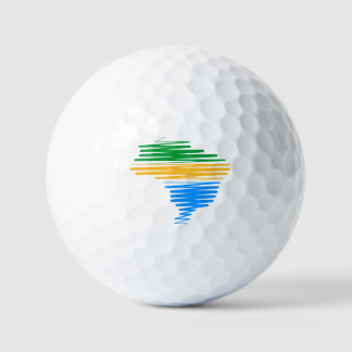 Brazil map border with brazilian flag colours golf balls