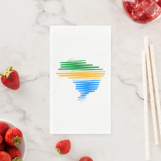 Brazil map border with brazilian flag colours napkin