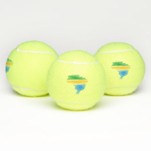 Brazil map border with brazilian flag colours tennis balls