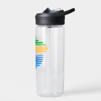 Brazil map border with brazilian flag colours water bottle