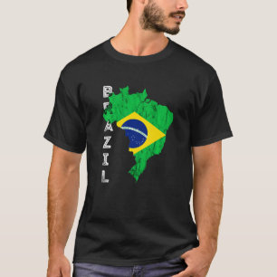 Brazil Map Brazilian Flag Brasil Brasilian Brazili T-Shirt