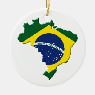 Brazil map ceramic tree decoration