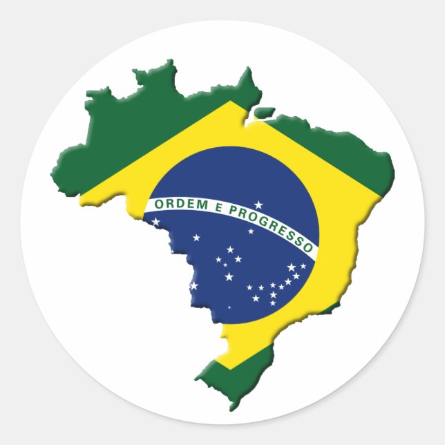 Brazil map classic round sticker (Front)