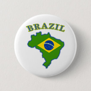 BRAZIl Map/Flag 6 Cm Round Badge