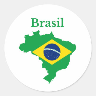 Brazil Map Flag Design Classic Round Sticker