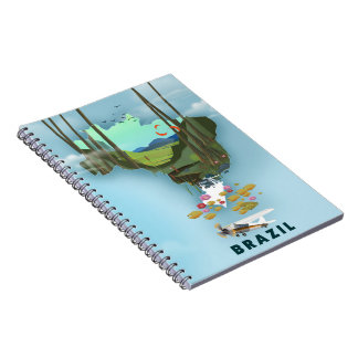 Brazil map Illustrated travel poster Notebook