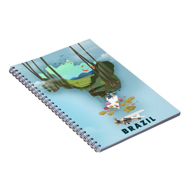 Brazil map Illustrated travel poster Notebook (Right Side)