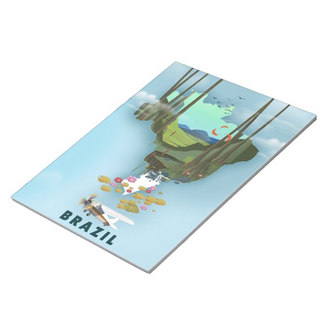Brazil map Illustrated travel poster Notepad (Angled)