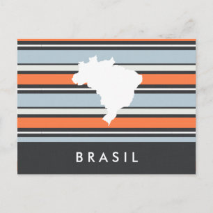Brazil Map: Modern Stripes Postcard