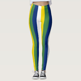 Brazil National Flag Colours Vertical Striped Leggings