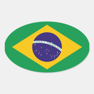 Brazil National Flag Oval Sticker