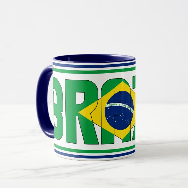Brazil National Flag Patriotic Coffee Mug (Front Left)