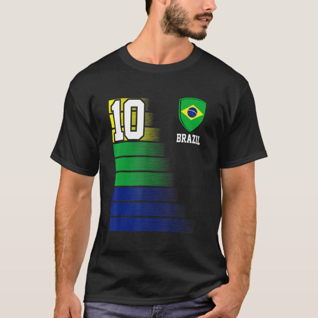 Brazil  Number 10 Brazilian Soccer Team Sports T-Shirt (Front)