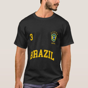 Brazil Number 3 Brazilian Soccer Team Sports T-Shirt