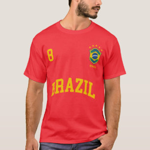 Brazil Number 8 Brazilian Socceream Sports Pullove T-Shirt