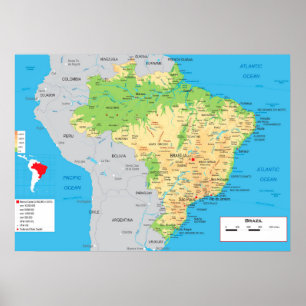 " Brazil: Physical MAP ... Poster
