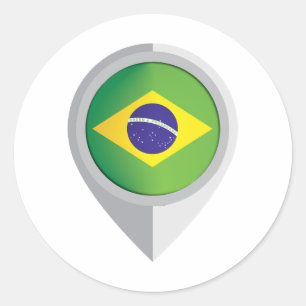 Brazil Pin Location Flag  Classic Round Sticker