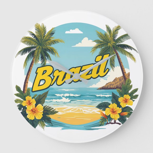 Brazil [Product Name] Tropical Beach  Summer Gift  Large Clock (Front)