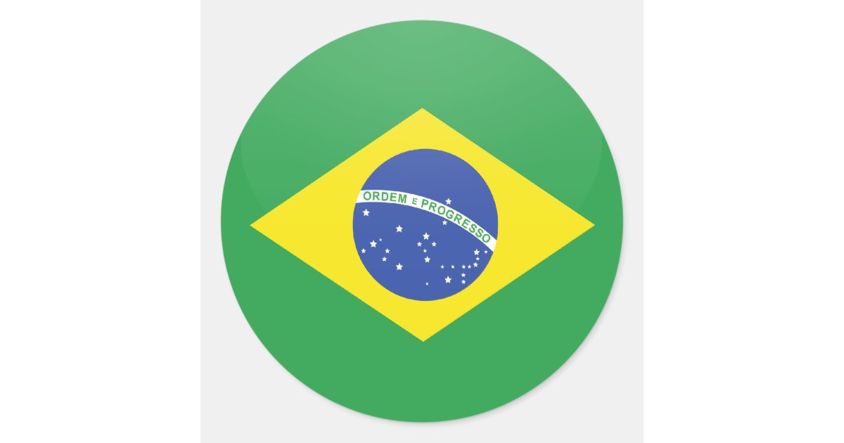 brazil quality flag circle round sticker zazzle christmas e greeting cards