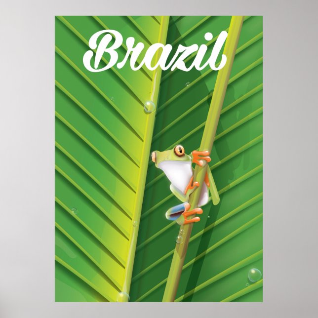 Brazil rainforest tree frog travel poster (Front)