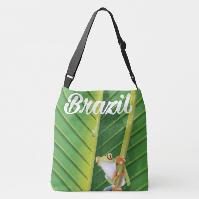 Brazil rainforest tree frog travel poster crossbody bag (Back)