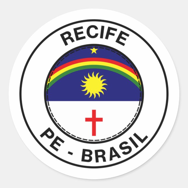 Brazil Recife Pernambuco PE Bandeira Stamp Classic Round Sticker (Front)