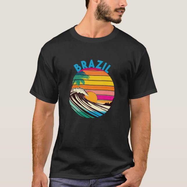 Brazil Retro 1980s Style Brazilian Beach T-Shirt (Front)